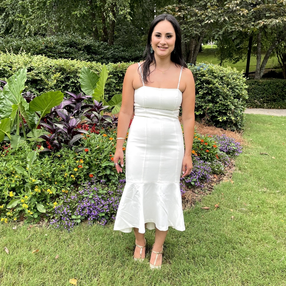 White midi dress